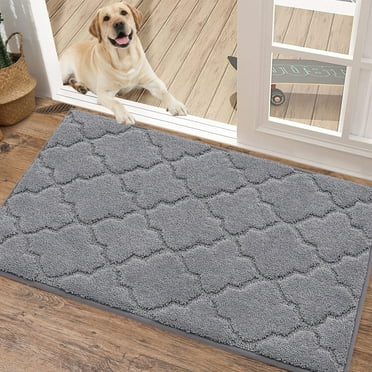 COSY HOMEER Indoor Doormat 20"x32", Soft and Absorbent Door Mat Non-Slip, Dirt Trapper Mat Door Mats Low Profile Floor Mat Machine Washable for Entrance, Inside, Kitchen, Front Back Door, Grey