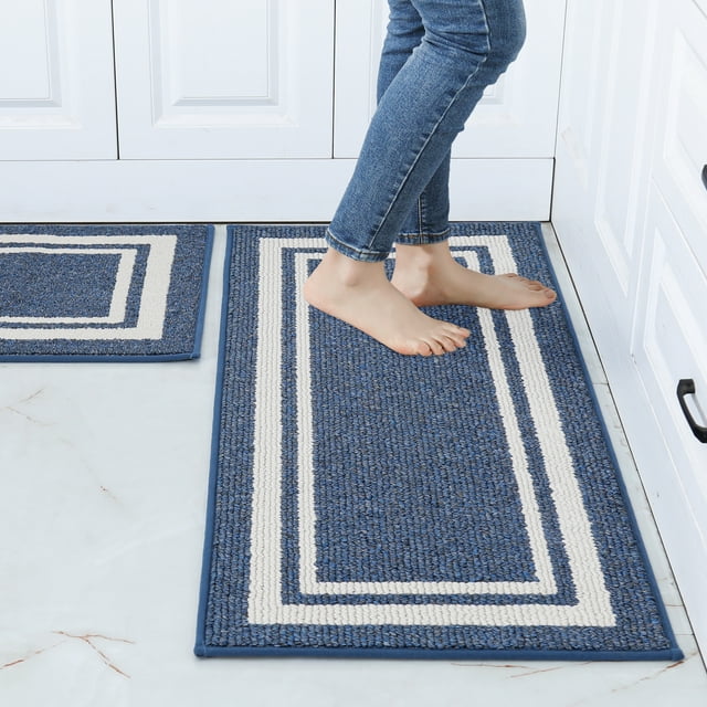 COSY HOMEER Kitchen Rugs 2 Pieces, 20"x48"+20"x30", Absorbent and Stain