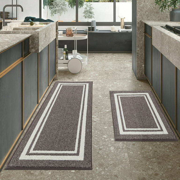 Linen Weave Kitchen Floor Mat Anti-slip Washed Rug Rubber Bottom