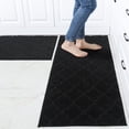thumbnail image 1 of FloorHug Kitchen Rugs and Mats 2 PCS, 24"x35"+24"x60", Absorbent and Stain-Resistant Kitchen Mats Non-Slip, Kitchen Runners Machine Washable, Rugs for Kitchen, Laundry Room, Entrance, Black, 1 of 9