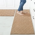 thumbnail image 1 of FloorHug Kitchen Rugs and Mats 2 PCS, 24"x35"+24"x60", Absorbent and Stain-Resistant Kitchen Mats Non-Slip, Kitchen Runners Machine Washable, Rugs for Kitchen, Laundry Room, Entrance, Beige, 1 of 9