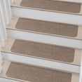 thumbnail image 1 of Floor Hug Stair Treads 28"x9"(15 PCS), Carpet Stair Treads for Wooden Steps Indoor, Stair Runners for Kids Elders and Dogs, Non-Slip TPE Backing, Stair Rugs Machine Washable, Beige, 1 of 9