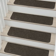 COSY HOMEER Stair Treads 28"x9"(4 PCS), Carpet Stair Treads for Wooden Steps Indoor, Stair Runners for Kids Elders and Dogs, Non-Slip TPE Backing, Stair Rugs Machine Washable, Brown