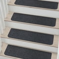 thumbnail image 1 of Floor Hug Stair Treads 28"x9"(4 PCS), Carpet Stair Treads for Wooden Steps Indoor, Stair Runners for Kids Elders and Dogs, Non-Slip TPE Backing, Stair Rugs Machine Washable, Black, 1 of 9