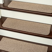 COSY HOMEER Stair Treads Non-Slip Indoor 9"x28"(4 PCS), Carpet for Stairs Machine Washable, Carpet Stair Treads for Wooden Steps, Stair Runners for Kids Elders and Dogs, TPE Backing, Beige