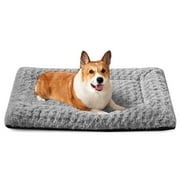 COSYJOY Deluxe Rose Plush Extra Large Dog Bed for Large Medium Dogs, Washable Anti-Slip Pet Kennel Beds Sleeping Crate Mat, 42" x 28" Gray