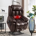 thumbnail image 1 of COSYJOY Dual Motor Assist Lift Power Chair,Leather Recliners with Heated And Massage(Brown), 1 of 1