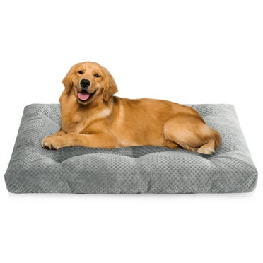 COSYJOY 6.5" Extra-Thick Large Dog Bed, Smooth Velvet Cloth Dog Bed Kennel Mat for Large Medium Dogs, Machine Washable & Anti Slip, 42" x 28" Gray