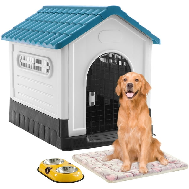 COSYJOY Large Plastic Dog House Kit with Door,Waterproof Indoor Outdoor