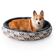 COSYJOY Soft Plush Round Pet Bed Calming Donut Dog Bed for Small Medium Dogs & Cats, Machine Washable Anti-Anxiety Donut Cuddler Round Dog Beds, 24" Dark Gray