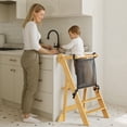 Cosyland Foldable Adjustable Toddler Kitchen Step Stool, Natural Wood ...