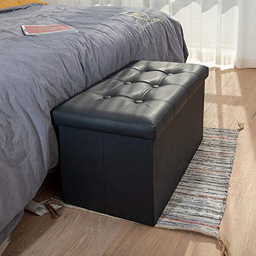 COSYLAND Ottoman Bench with Storage 30x15x15 inches Black Ottoman for