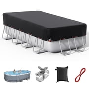COSYUMI 12*24FT Rectangular Pool Cover, Solar Pool Covers with Winch & Cable for Rectangular Above Ground Pool, 420D Oxford UV Resistant, Waterproof, Snowproof Windproof for All Season