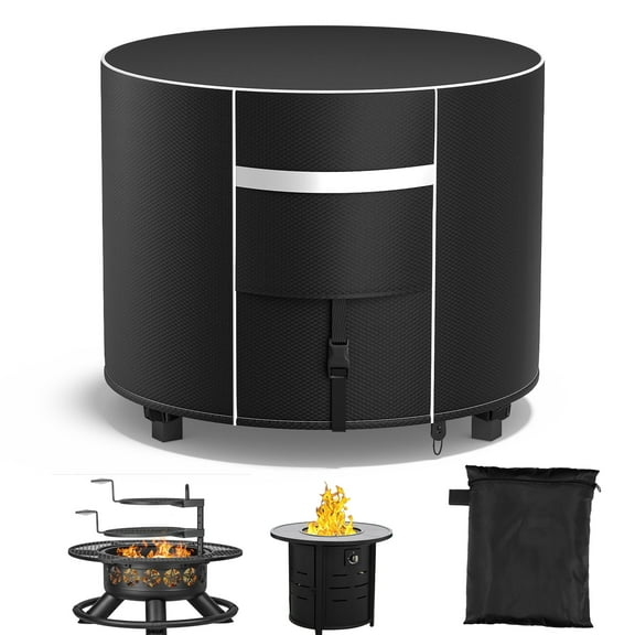 COSYUMI Fire Pit Cover, Round Fire Pit Covers Waterproof 420D Heavy Duty Weather Resistant, Gas Fire Pit Patio Fire Bowl Cover for Fire Pits & Outdoor Fireplaces, 36x20Inch