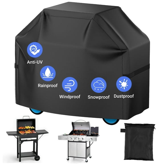 COSYUMI Grill Cover, Grill Covers for Outdoor Grill, 32 Inch BBQ Gas Grill Cover Waterproof, Anti-UV, Rip-Proof, Fade Resistant Material, Barbecue Cover with Hook-and-Loop Straps & Adjustable, Black