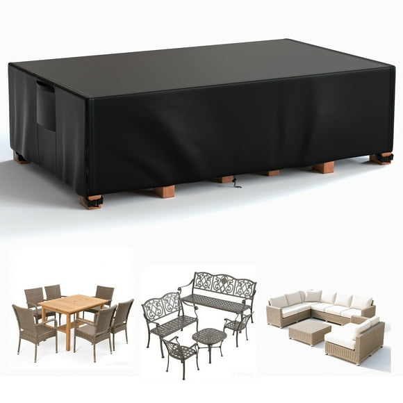 COSYUMI Patio Furniture Cover, Outdoor Furniture Covers with 4 Ajustable Buckles, Waterproof UV Resistant Outside Table & Chair Covers, 420D Protective Cover for Indoor Outdoor Table Sofa Chairs Set