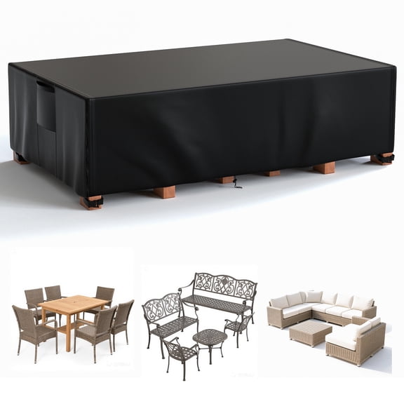 COSYUMI Patio Furniture Cover, Outdoor Furniture Covers with 4 Ajustable Buckles, Waterproof UV Resistant Outside Table & Chair Covers, 420D Protective Cover for Indoor Outdoor Table Sofa Chairs Set