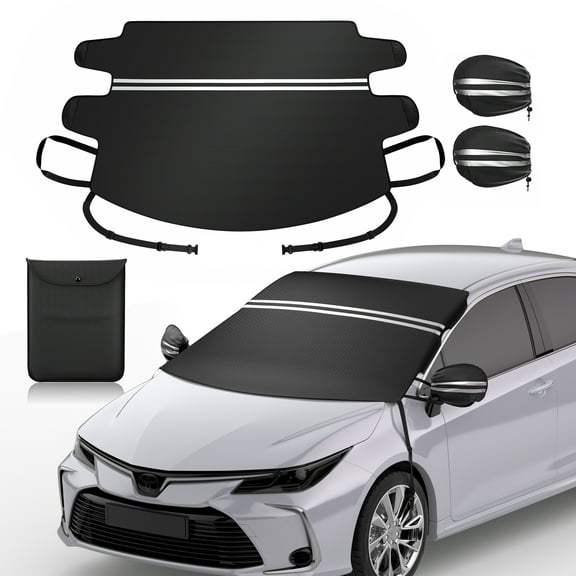 COSYUMI Windshield Cover for Ice and Snow, Car Windshield Snow Cover with Two Side Rearview Mirror Cover, Waterproof 600D Heavy Duty, Car Cover for Winter Car Accessories, SUV, Truck, 72X50Inch