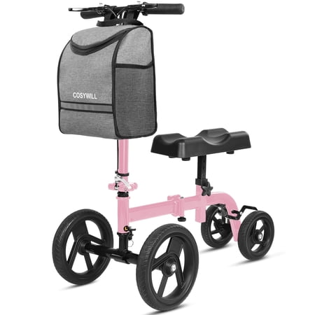 COSYWILL Foldable Knee Scooter, Steerable Knee Walker Scooter for Adults with 10" Front Wheels,Pink