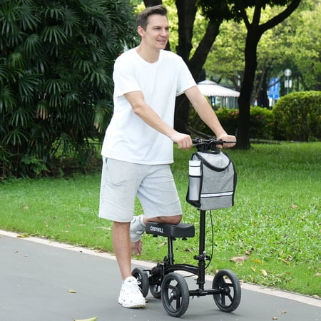 COSYWILL Knee Scooter,Steerable Knee Walker for Foot Injuries Adult Compact Crutches Alternative,Black