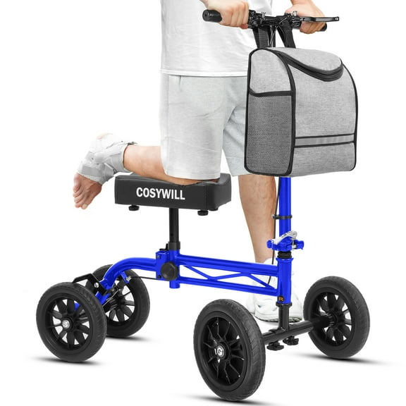 COSYWILL Knee Scooter,Economy Knee Walker with Dual Braking System,Foldable Scooter for Foot Injuries,Compact Crutches Alternative,Blue