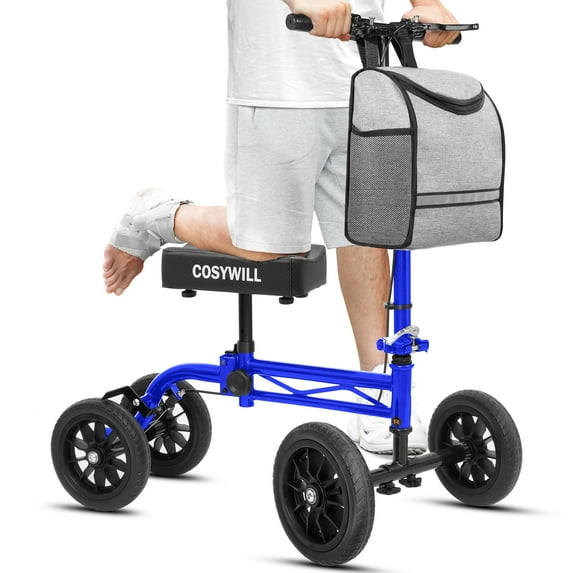 COSYWILL Knee Scooter,Economy Knee Walker with Dual Braking System,Foldable Scooter for Foot Injuries,Compact Crutches Alternative,Blue