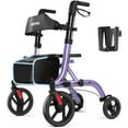 thumbnail image 1 of COSYWILL Walker with Seat,Foldable Rollator Walker,10" Wheels,Height Adjustable,Removable Back Support, 300 lbs,Purple, 1 of 9