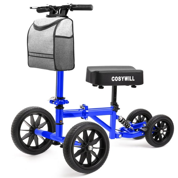 COSYWILL All Terrain Knee Scooter,Knee Walker Scooter for Foot Injuries,Adults Roller Scooter for with 10“ TPU Wheel,Compact Crutches Alternative,Blue