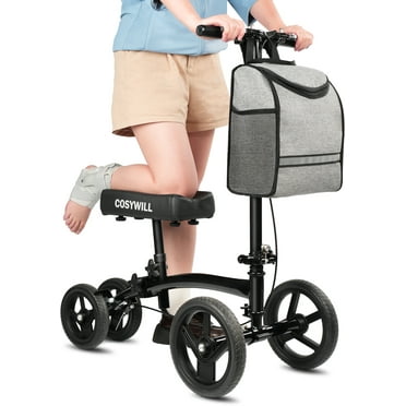 COSYWILL Steerable Knee Scooter,Economy Knee Walker,All Terrain Foldable Medical Scooter for Foot Injuries Crutches Alternative,Black
