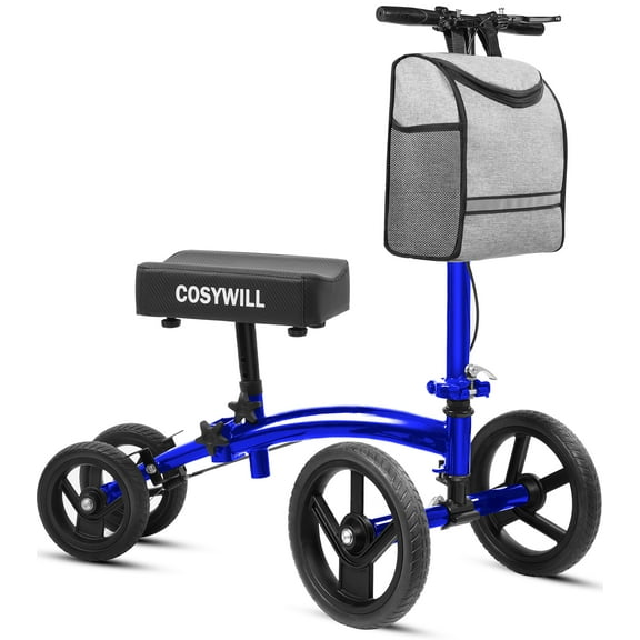 COSYWILL Steerable Knee Scooter,Economy Knee Walker,All Terrain Foldable Medical Scooter for Foot Injuries Crutches Alternative,Blue