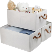 COTINSE 3-Pack Large Fabric Storage Bins, Foldable Closet Organizer System for Clothes & Toys, Sturdy Cationic Shelf Baskets, 19.7x11.8x7.9 in