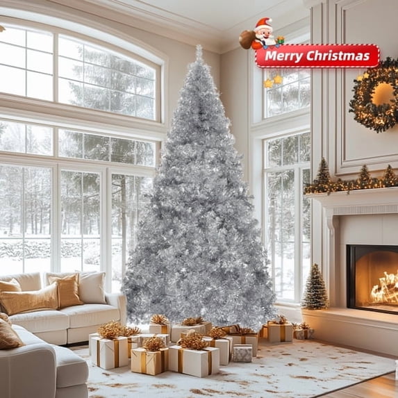 COTINSE 6 FT Silver Artificial Christmas Tree, 800 Branch Tips, Unlit ...