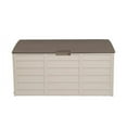 thumbnail image 1 of COTINSE 75 Gallon Outdoor Storage Deck Box with Wheels, Weatherproof Resin Garden Chest for Patio Cushions, Pool Toys & Gardening Tools, Brown, 1 of 10
