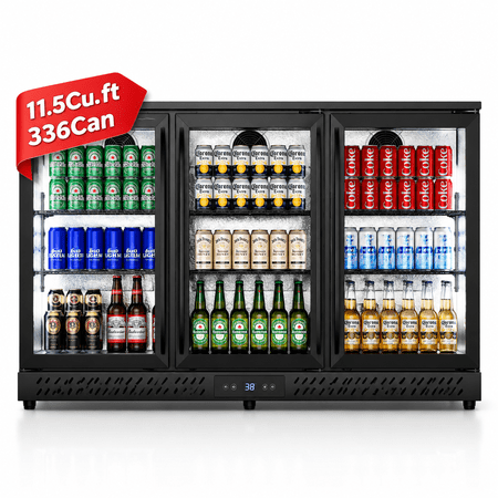 RIOXC 53" Beverage Refrigerator 336 Cans Beer Fridge, Back Bar Cooler with Low-E Glass Door, Commercial Drink Fridge for Home Bar Kitchen, ETL & NSF