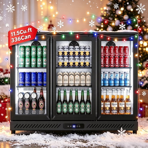 RIOXC 53" Beverage Refrigerator 336 Cans Beer Fridge, Back Bar Cooler with Low-E Glass Door, Commercial Drink Fridge for Home Bar Kitchen, ETL & NSF