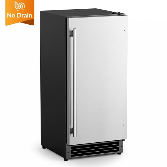 COTLIN 15" Under Counter Ice Maker Drainless, 25 lbs/24H Crescent Ice Machine with 22 lbs Storage Bin Stainless Steel for Home and Commercial