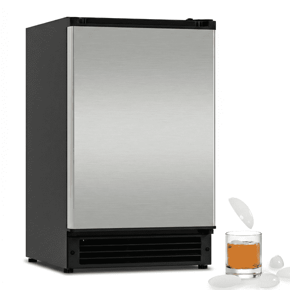 COTLIN 15" W Under Counter Ice Maker  No Drain Required Stainless Steel Freestanding & Built-in Crescent Ice Machine, 12LBS Storage for RV, Marine & Home, ETL