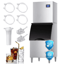 Split Commercial Ice Maker Machine 500LBS/24H with 350lbs Ice Bin, Nugget Ice Makers Commercial, Clear Cube Pellet Ice Maker, Fast Ice Maker Ice-Ready in 8-15mins