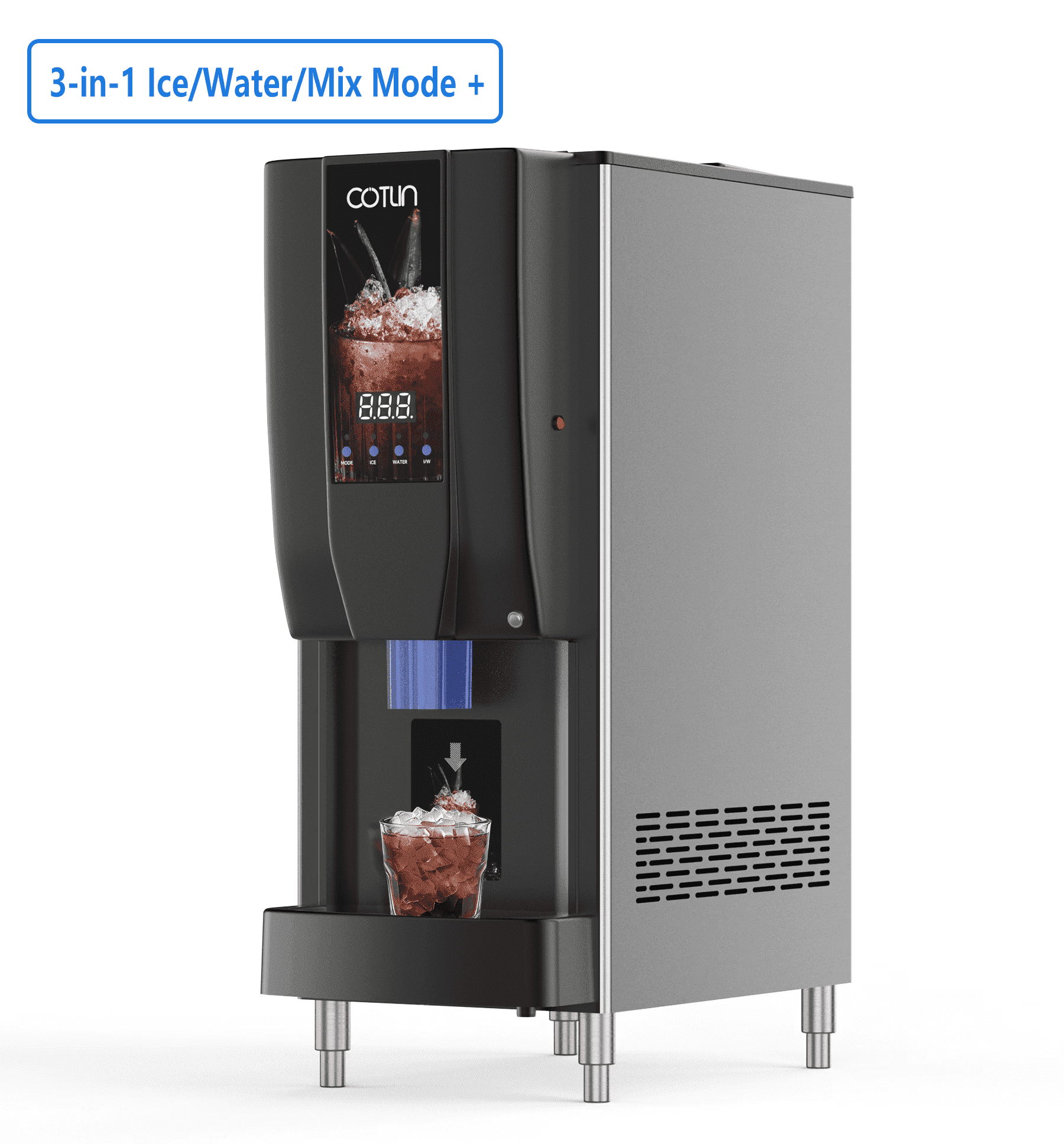 RIOXC Commercial Nugget Ice Maker, 250 lbs/Day Ice Machine with 7 lb Storage Bin, 3-in-1 Smart Modes, SECOP Compressor, Energy Efficient, ETL Certified, Ice Maker for Commercial and Home