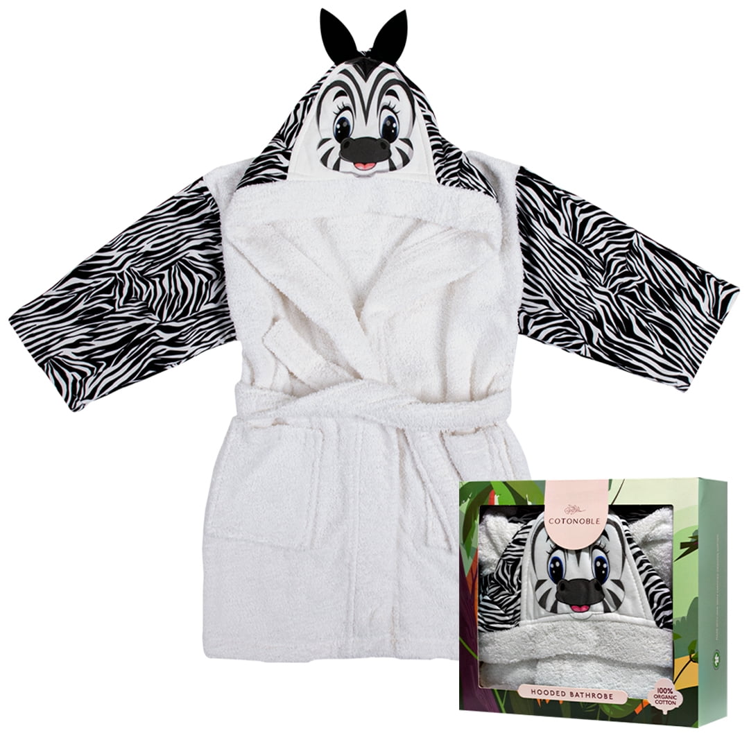 COTONOBLE Kids & Toddlers Robe, Organic Cotton Hooded Bathrobes for
