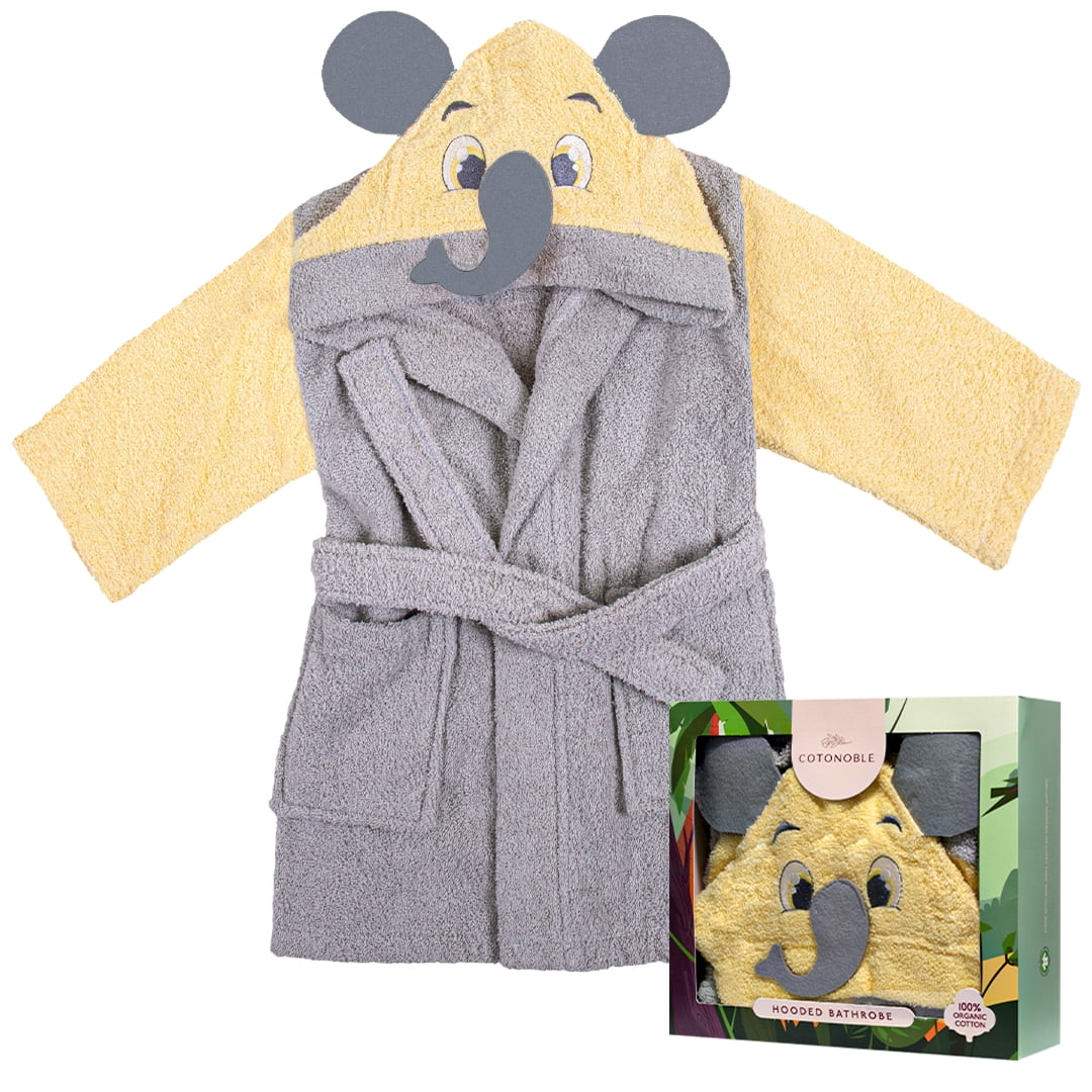 COTONOBLE Kids & Toddlers Robe, Organic Cotton Hooded Bathrobes for