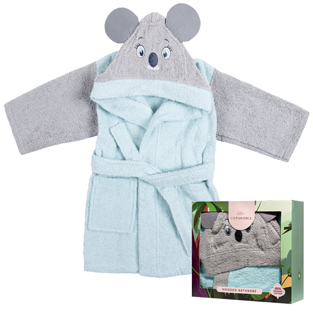 COTONOBLE Kids & Toddlers Robe, Organic Cotton Hooded Bathrobes for