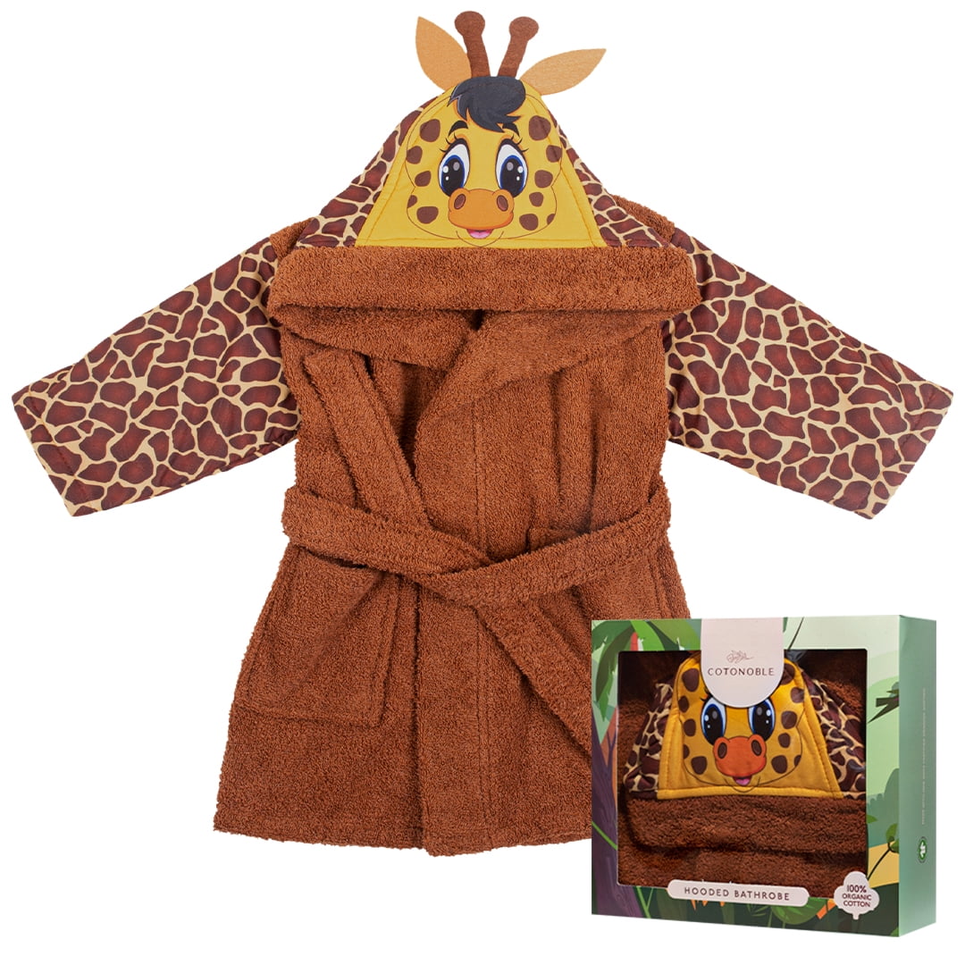 COTONOBLE Kids & Toddlers Robe, Organic Cotton Hooded Bathrobes for