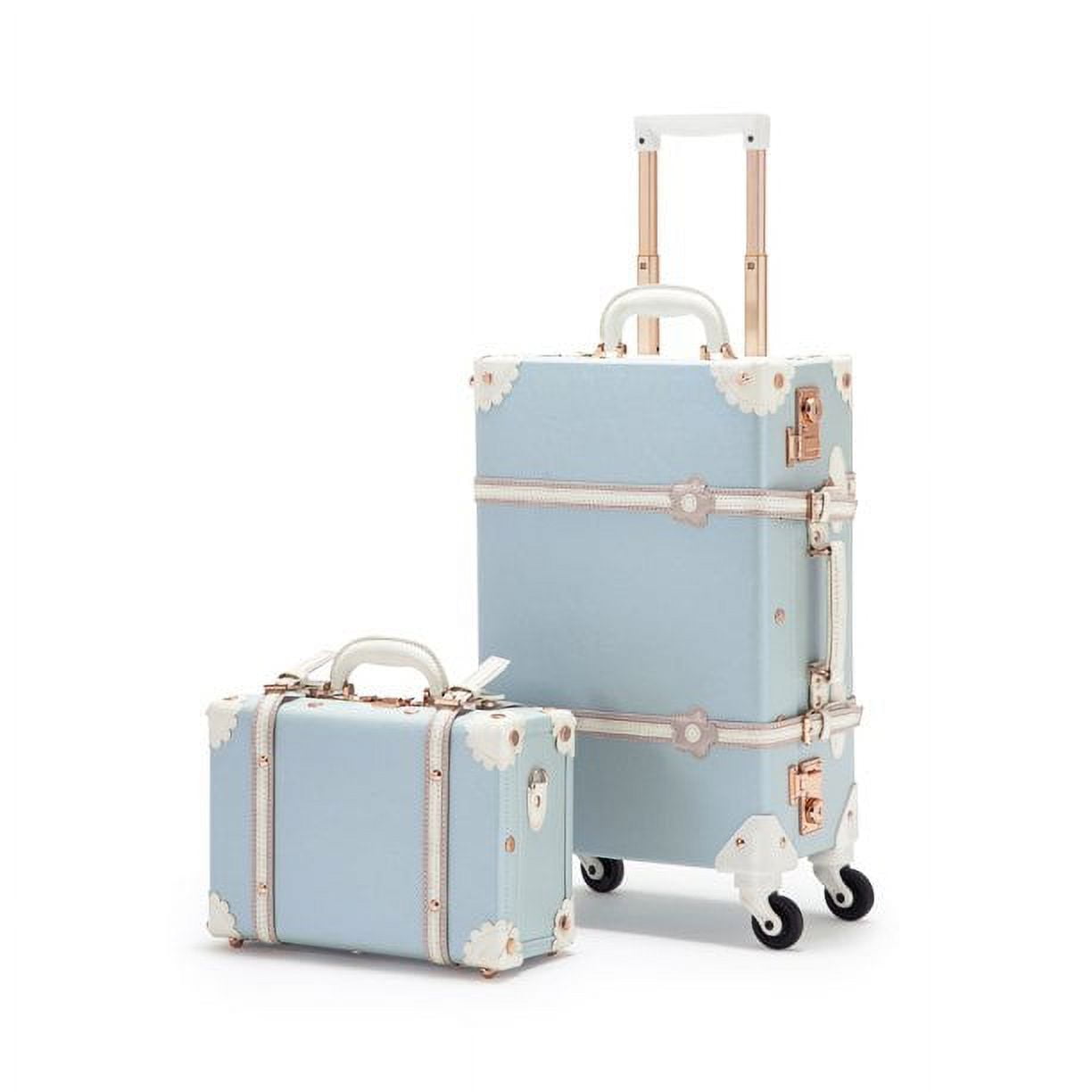 COTRUNKAGE Vintage Carry On Luggage Trunk TSA Lock Spinner Suitcase Set 2  Piece for Women, Cream White