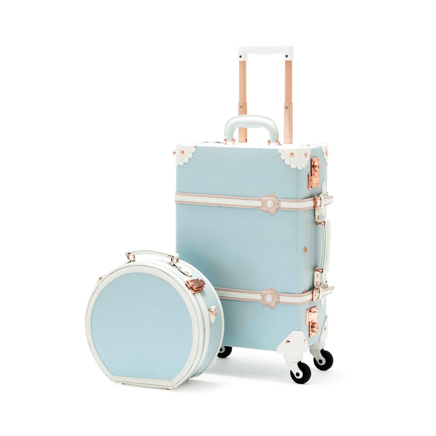 COTRUNKAGE Minimalist 2 Piece Vintage Luggage Sets Travel Carry On Suitcase  for Women with Spinner Wheels, Pearl White 