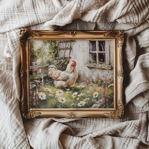 COTTAGECORE CHICKEN PRINT Farmhouse Wall Art for Kitchen Country Farm Decor Chicken Farm Print Buff Orpington Rooster Printable Art Farm Art 8x12 UNFRAMED