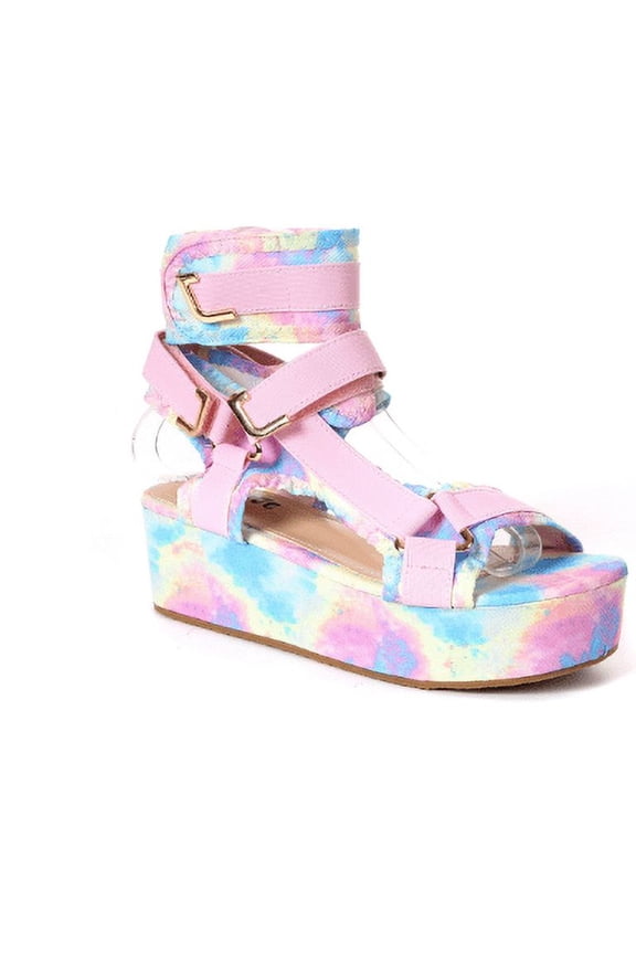 COTTON CANDY TIE DYE PLATFORM SANDAL