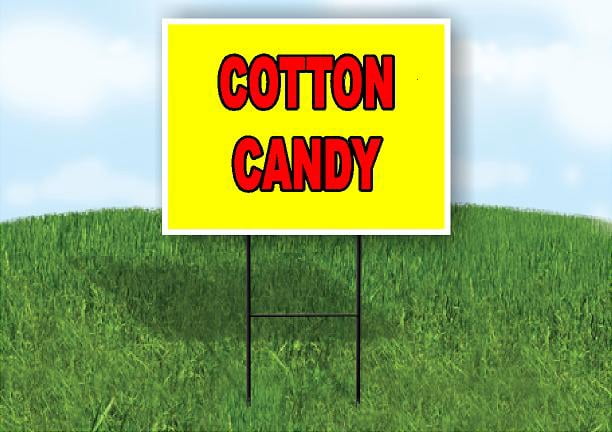 Candy Rd Sign COTTON CANDY Yellow Red Double Sided 18x24 in Yard Road Sign w/ Stand ...