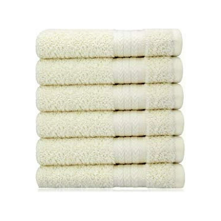 COTTON CRAFT Ultra Soft 6 Pack Hand Towels 16x28 - Highly Absorbent  Bathroom Shower Kitchen Utility Towels - Ideal for Everyday Use - Easy Care  Machine Wash - Premium Ringspun Cotton 580 GSM - Ivory 