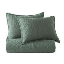 JANEEN HOME COTTON BOW EMBROIDERED QUEEN QUILT 3PC BEDDING SET